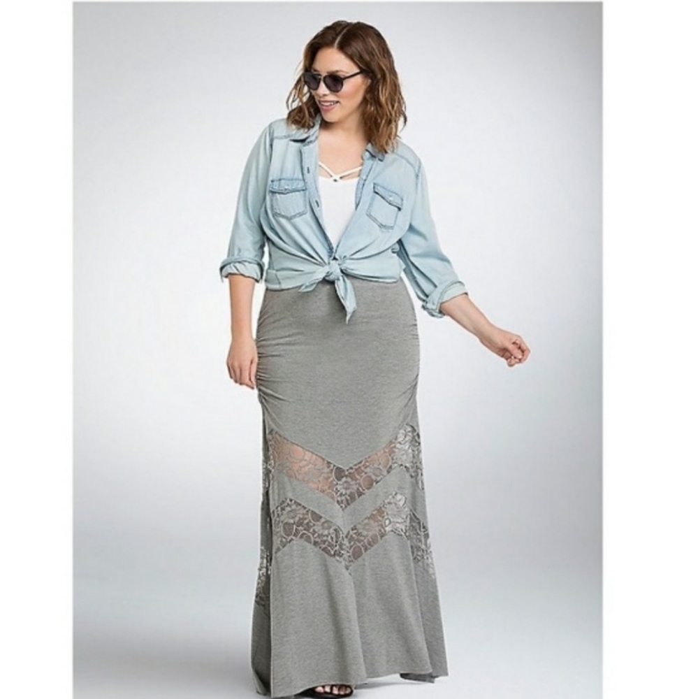 Torrid Heather Gray Lace Inset Maxi 4X